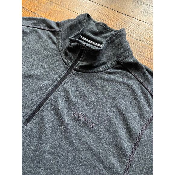 ORVIS Gray 1/4 Zip Mock Neck Long Sleeve Shirt Mens sz M - Picture 2 of 12